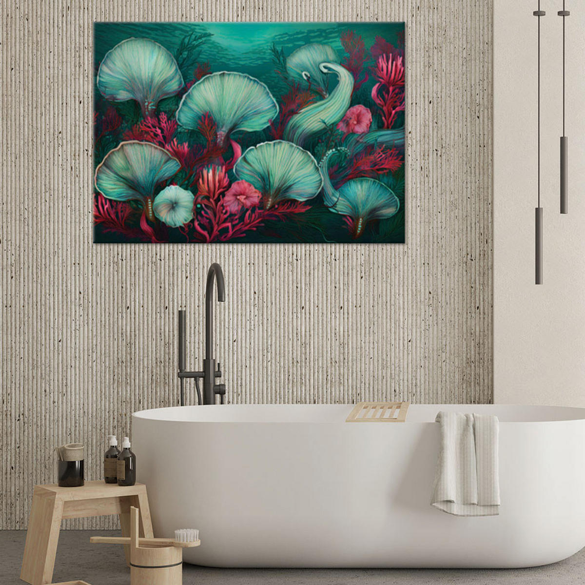 LEINWANDBILD Korallen-Meer-Ozean-Pflanzen 90x60cm - Multicolor, Textil (90/60cm) - Feeby