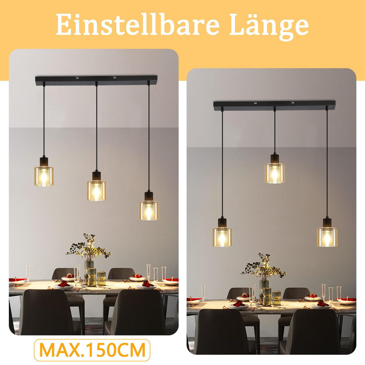 HÄNGELEUCHTE Martinie 68/5/170 cm - Schwarz, Metall (5/68/170cm) - Nettlife