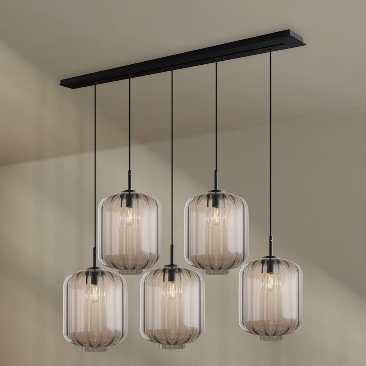 HÄNGELEUCHTE Velo 5-flammig Klar Ø 25cm - Klar/Schwarz, Glas (25/25/27cm) - s.luce