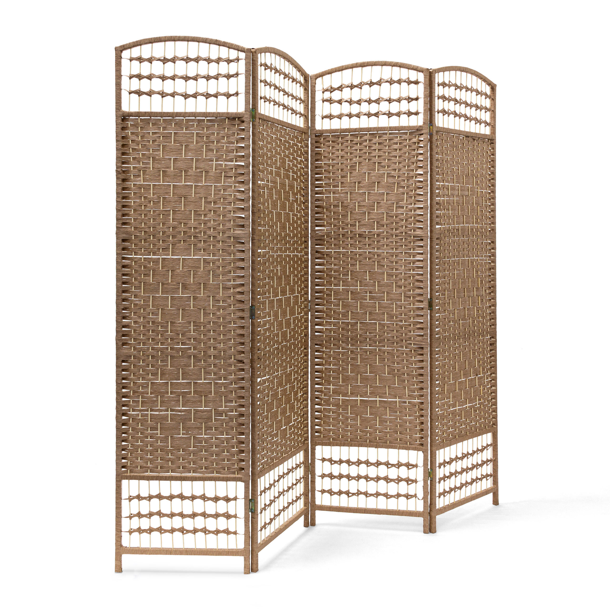 PARAVENT 4teilig - Hellbraun, Holz/Papier (180/179/2cm) - Relaxdays