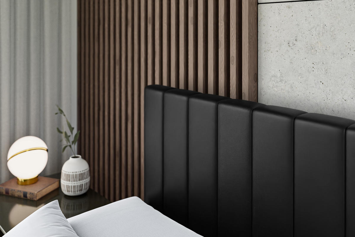 BOXSPRINGBETT EDITA KING - 120x200 - H3/H4 - Schwarz Hochglanz - Schwarz Hochglanz, Holzwerkstoff (120/200cm) - ALTDECOR