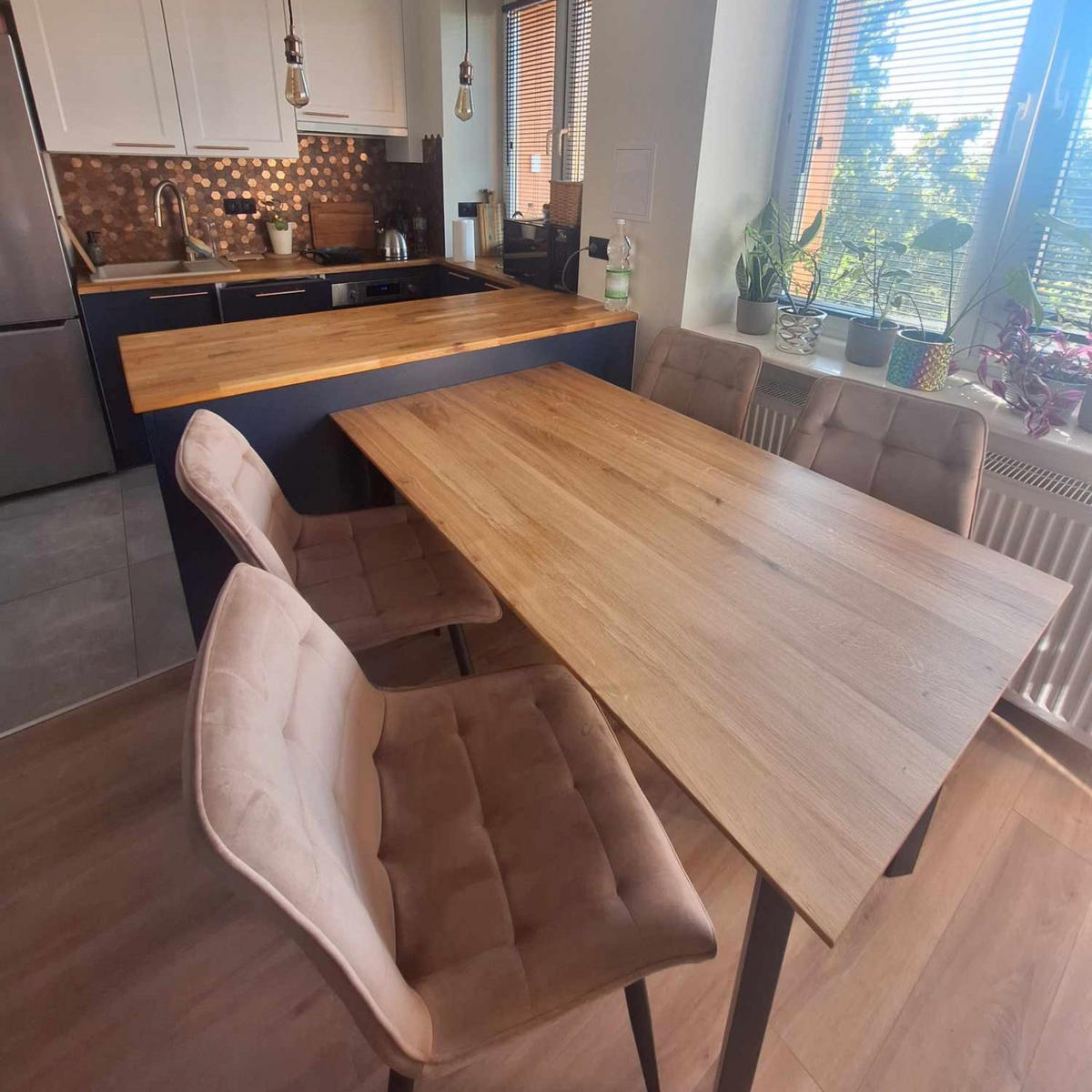 ESSTISCH mit Eichenholzplatte ATTON 160x90 + Zusatzplatten 2x45 cm - Eichefarben/Schwarz, Holz (160/90/75cm) - Rawood Furniture