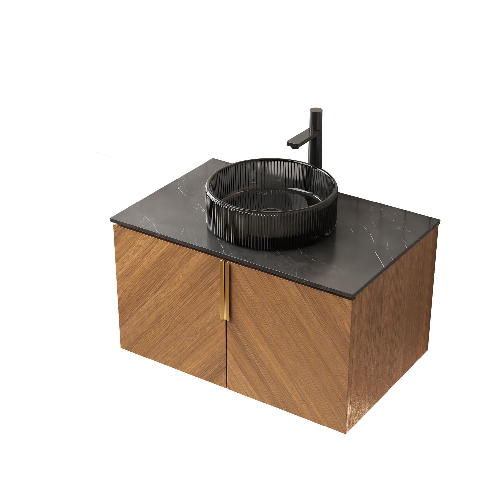 Okwish Waschtischkombi Schwarz 76x52.6x50 cm
