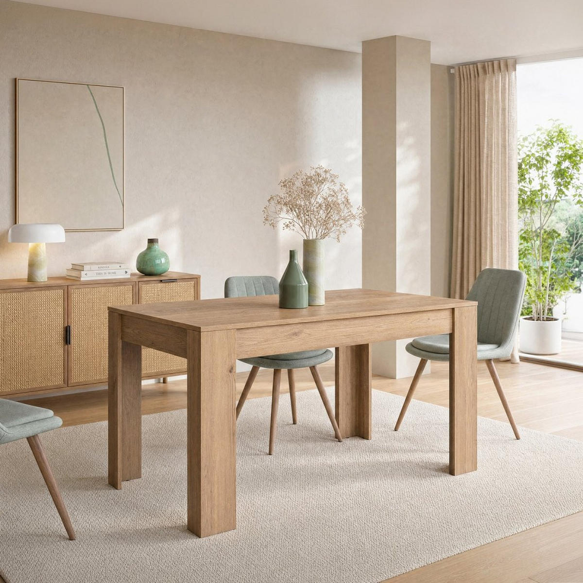 AUSZIEHBARER TISCH Selin Natürlich 140/200 cm x 77 cm - Naturfarben, Holzwerkstoff (90/140/77cm) - Klast Home