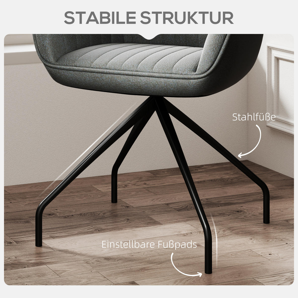 DREHBARER Armstuhl - Dunkelgrau, Kunststoff (62/81/61cm) - HOMCOM