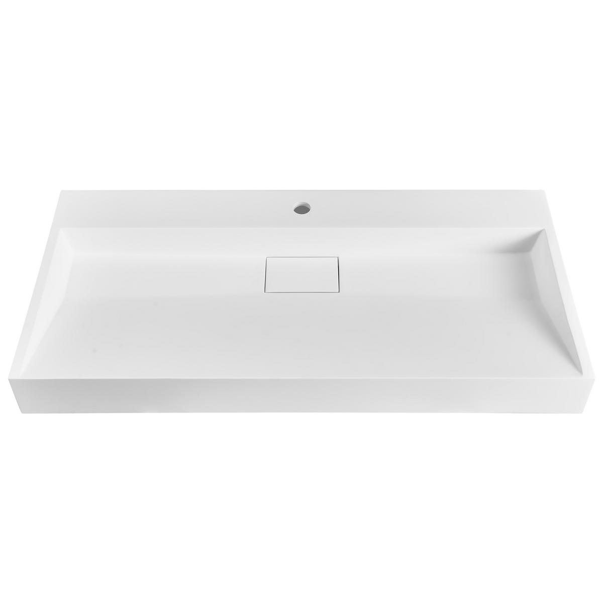 HÄNGEWASCHBECKEN Weiß 100/46 cm Mineralguss Quenko - Weiß, Naturmaterialien (100/12/46cm) - Beliani