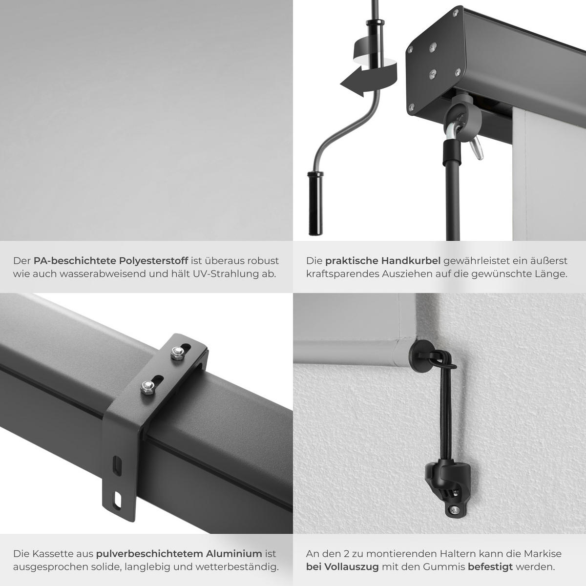 SENKRECHTMARKISE Eloise, inkl. Wandhaltern, hellgrau - Hellgrau, Textil (200/250cm) - tectake