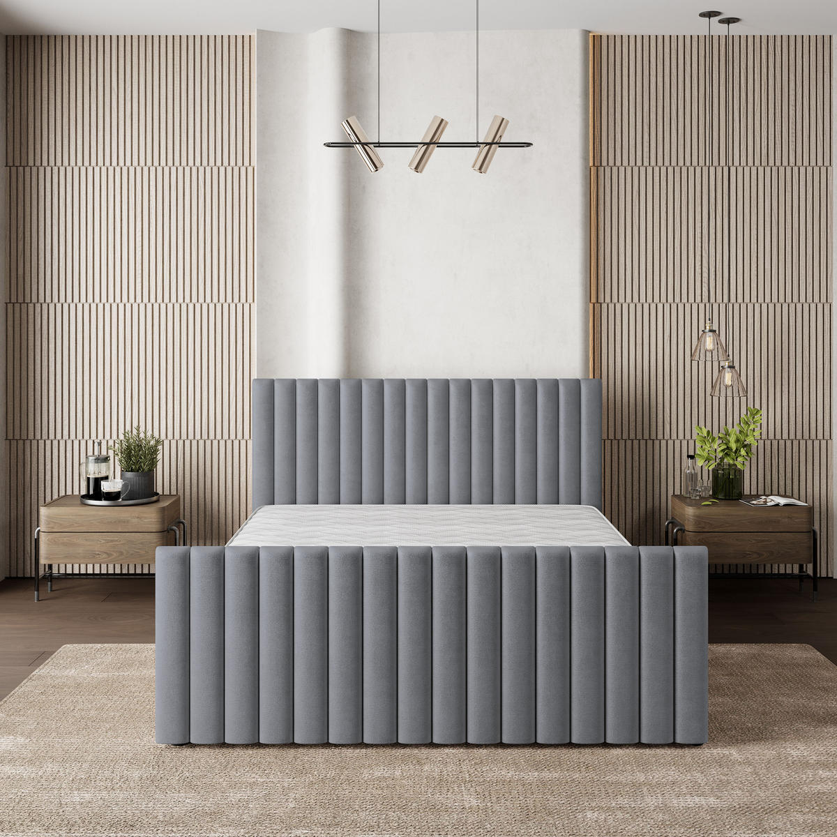 POLSTERBETT CANOVA K 120x200 cm mit Bettkästen - Grau - Grau, Holz/Textil - MASSENO