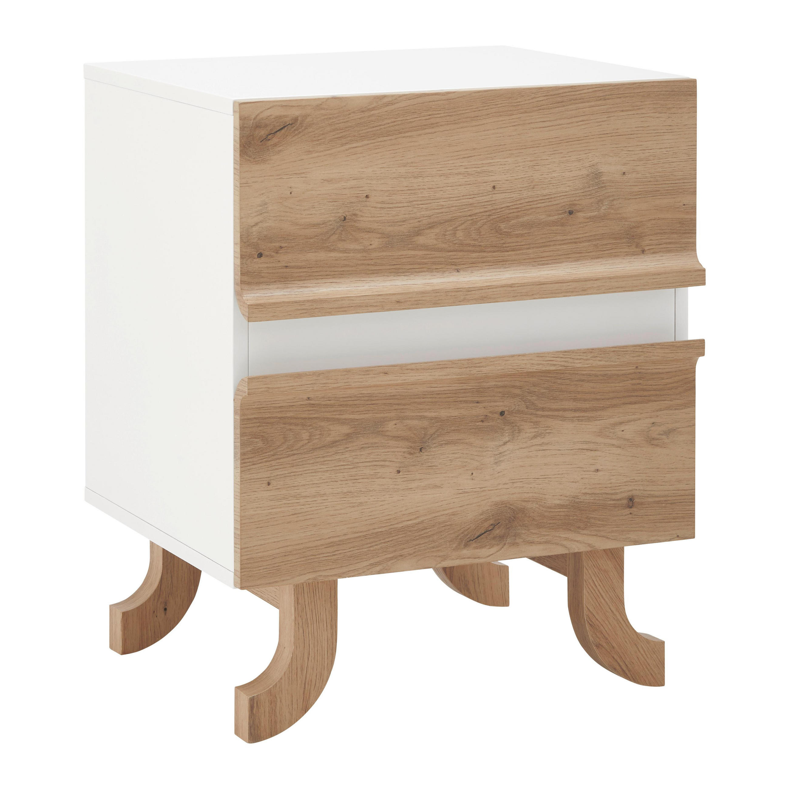 NACHTTISCH Vira Weiß/Kieferfarben Echtholz - Weiß, Holz (48/60/43cm) - Bessagi Home