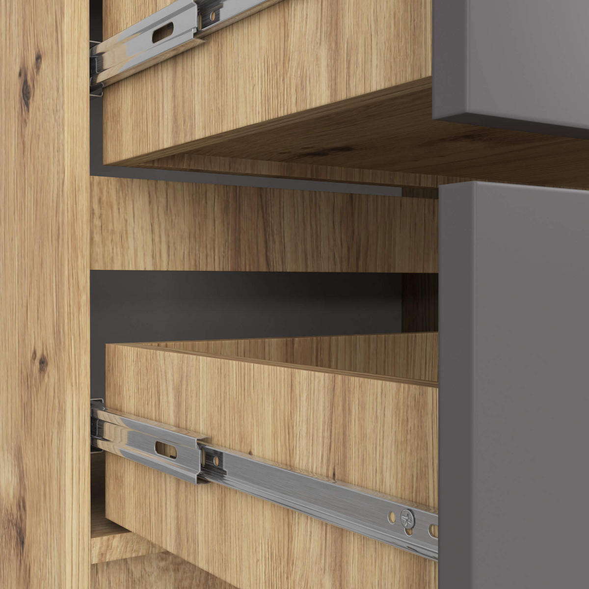 KOMMODE Eiche Artisan, Grau 60x40x99 cm - Eiche Artisan/Grau, Holzwerkstoff (60/99/40cm) - Akord