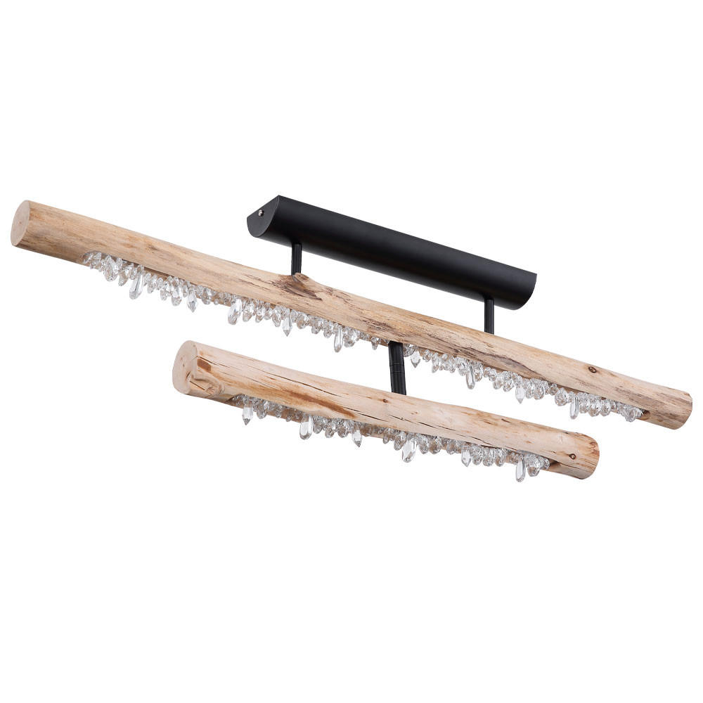 LED DECKENLEUCHTE Felicitas Schwarz Kristalloptik - Schwarz, Holz (100/8/30cm) - Globo Lighting