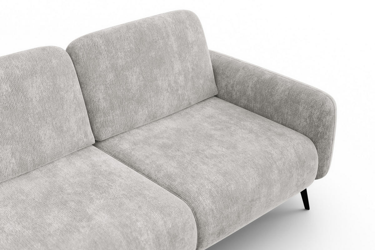 ECKSOFA FEBE 4-Sitzer LINKS, hellgrauer Chenille-Stoff - Hellgrau/Schwarz, Holz/Textil (264/157cm) - Wozimo