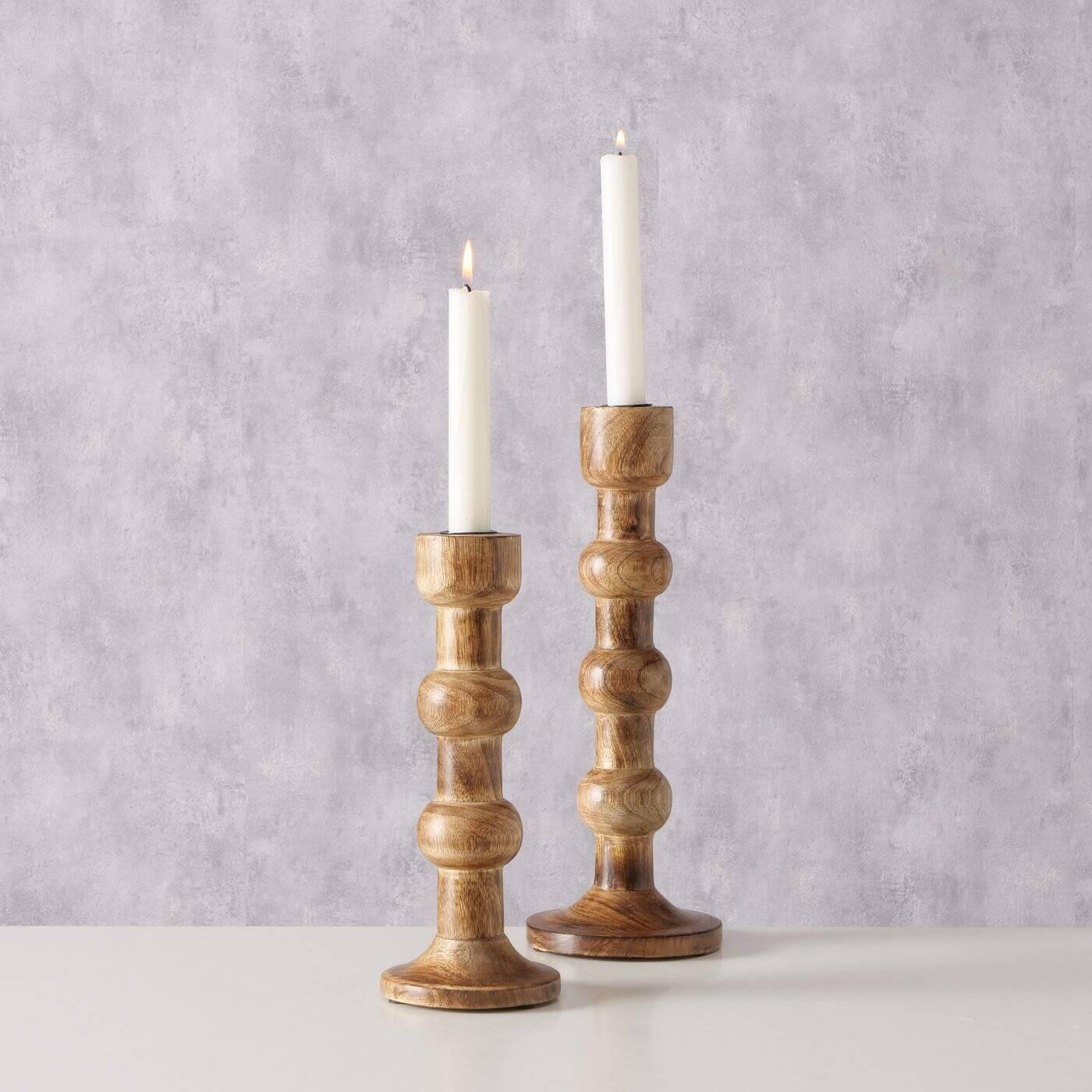 KERZENHALTER Bubbles 2er-Set - Dunkelbraun, Holz (12/34/12cm) - Boltze Home