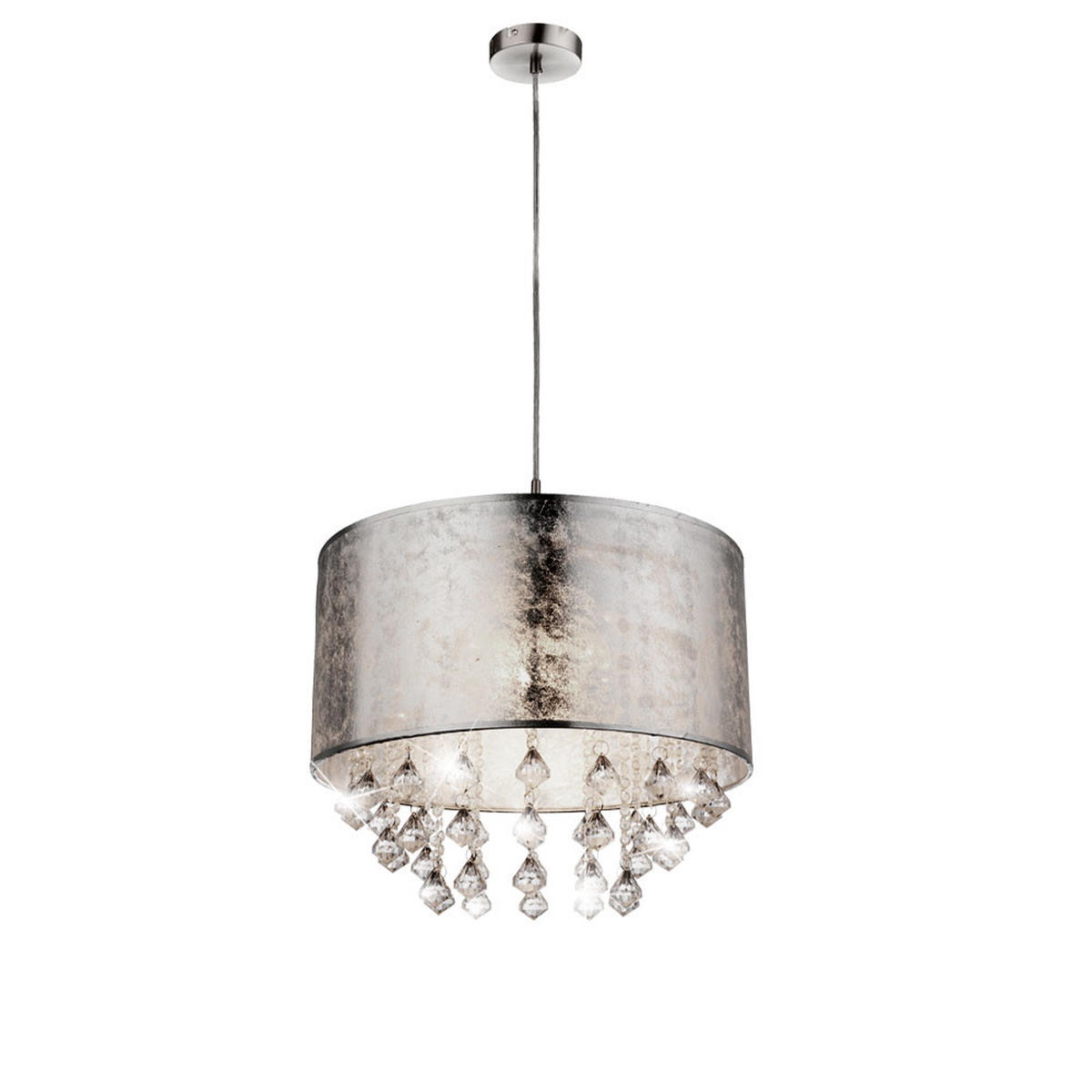 LED HÄNGELEUCHTE AMY Silber Metall Textil - Silberfarben, Metall (40/40/140cm) - Globo Lighting