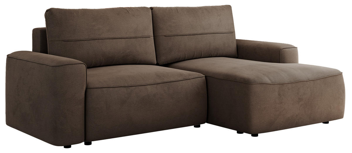 ECKSOFA BELLUNO L Braun Velvet - Rechts - Schwarz/Braun, Textil (233/144cm) - MKS