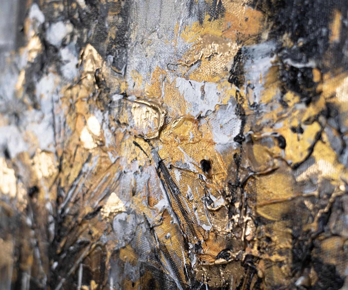 GEMÄLDE Goldener Abend auf Keilrahmen 115x50 cm - Schwarz, Holz (115/50cm) - YS-art gallery