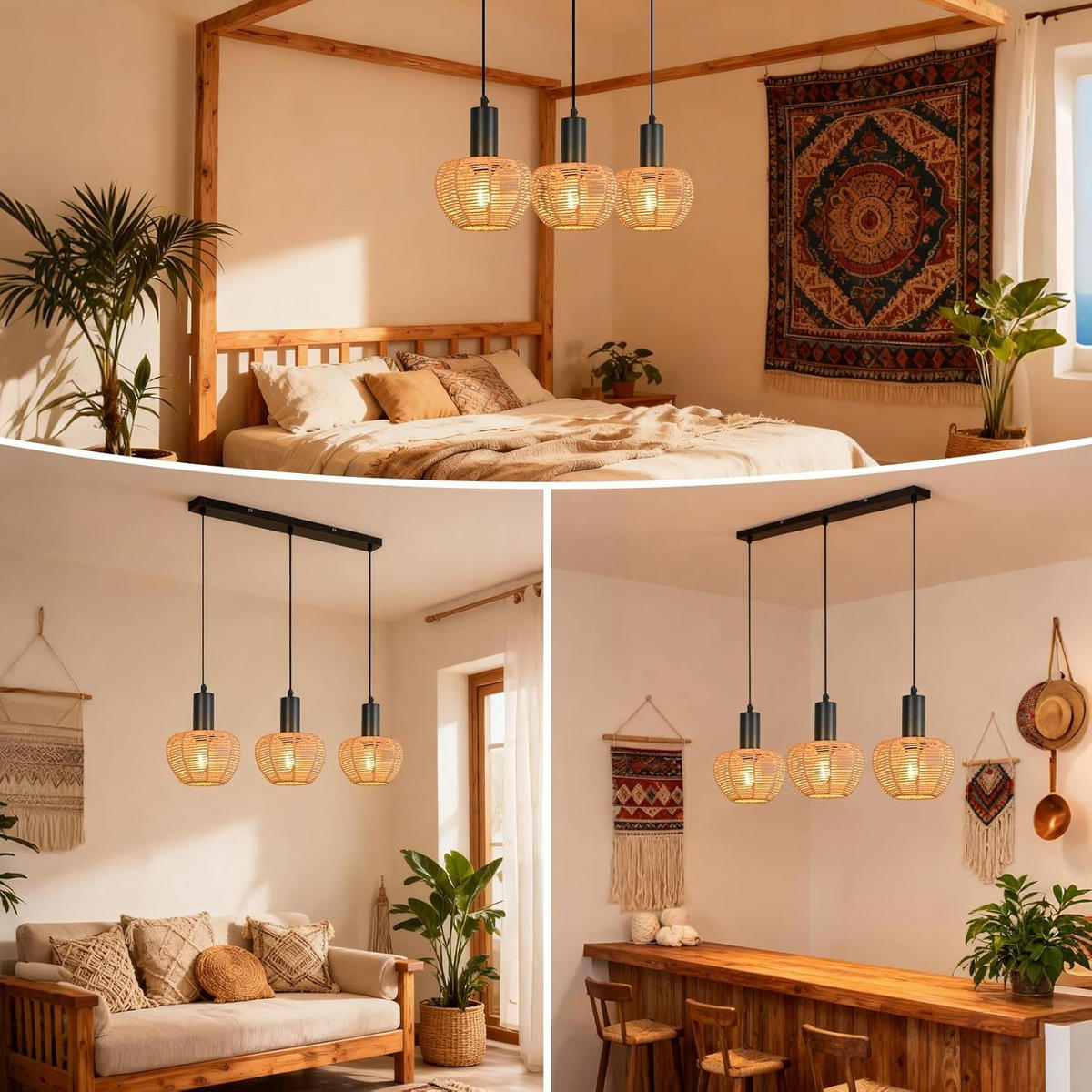 PENDELLEUCHTE BARBARA Ⅲ 70/56/120 cm - Schwarz, Metall (70/56/120cm) - Nettlife