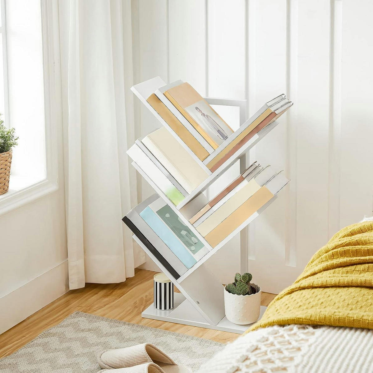 BÜCHERREGAL Baumform 4 Ebenen Weiß - Weiß, Holzwerkstoff (34/71/20cm)