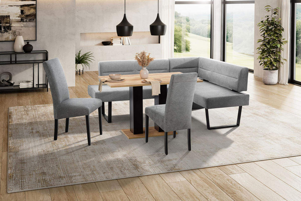 ECKBANKGRUPPE Modern Doralyn 1 für 7 Personen Microfaser Schwarz/Grau - Schwarz/Grau, Kunststoff (195/85/155cm) - 58aufmkessel