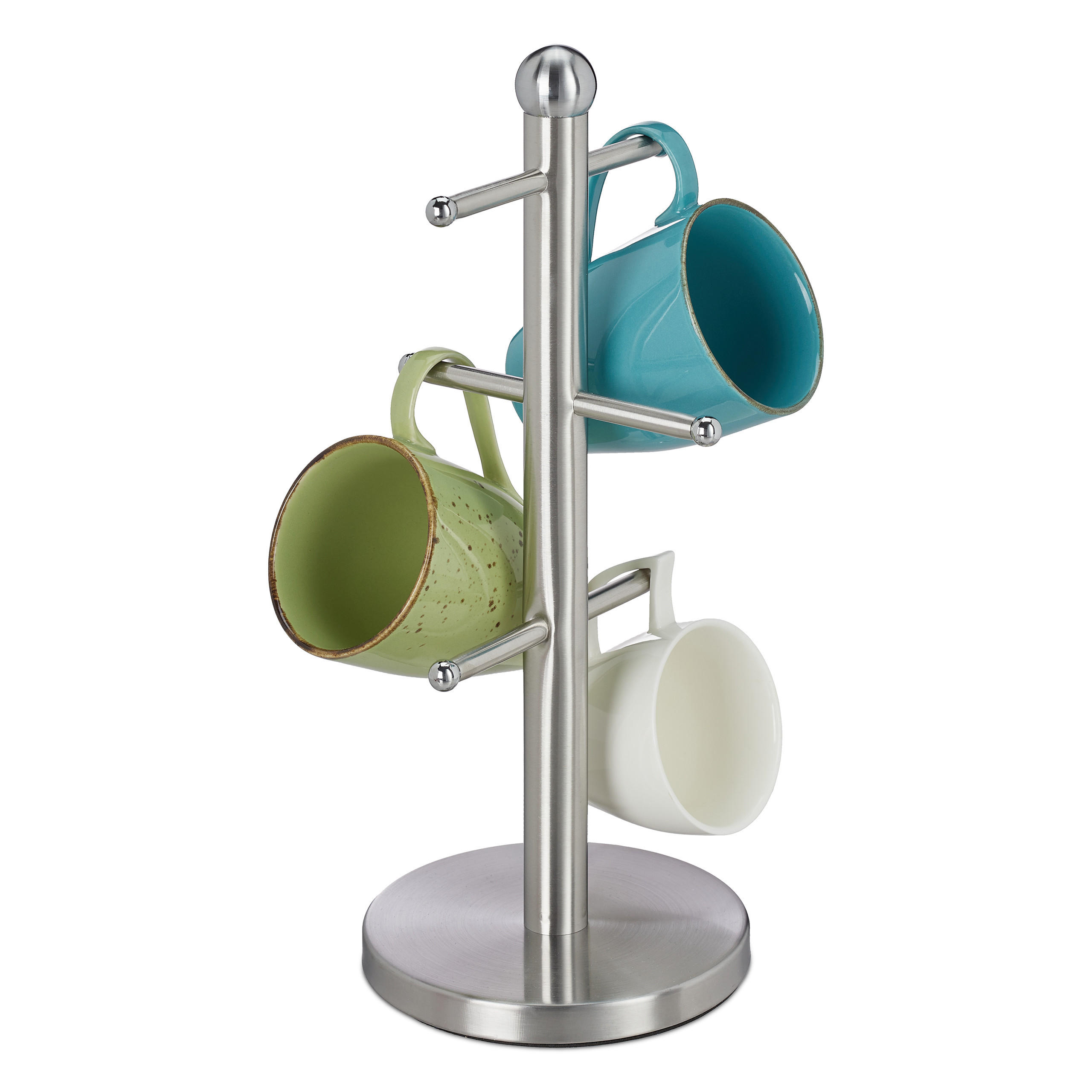 TASSENHALTER - Silberfarben, Textil/Metall (15/37/15cm) - Relaxdays