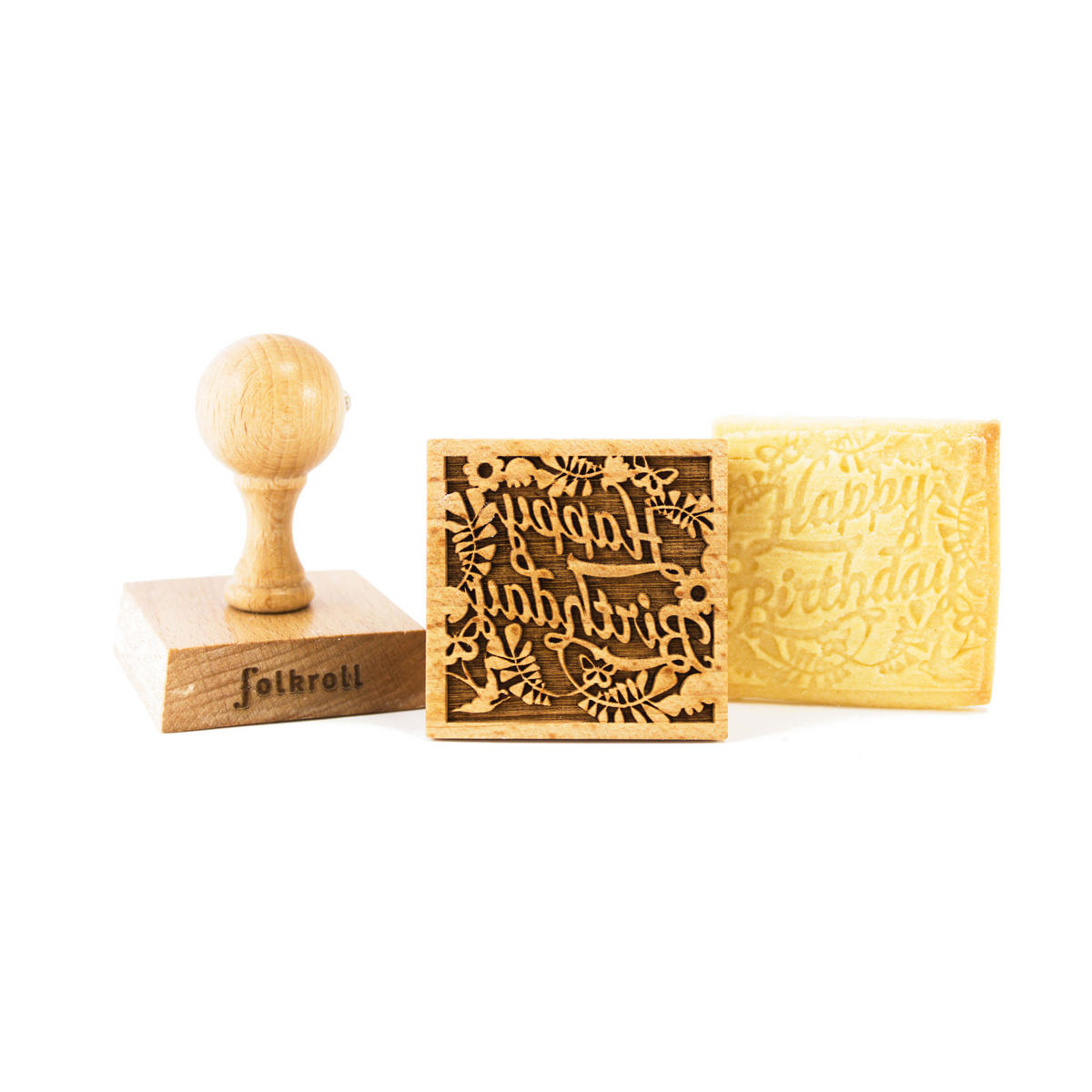 KEKSSTEMPEL Happy Birthday, 55x55 mm, Buchenholz - Braun, Holz (5/7/5cm) - Folkroll