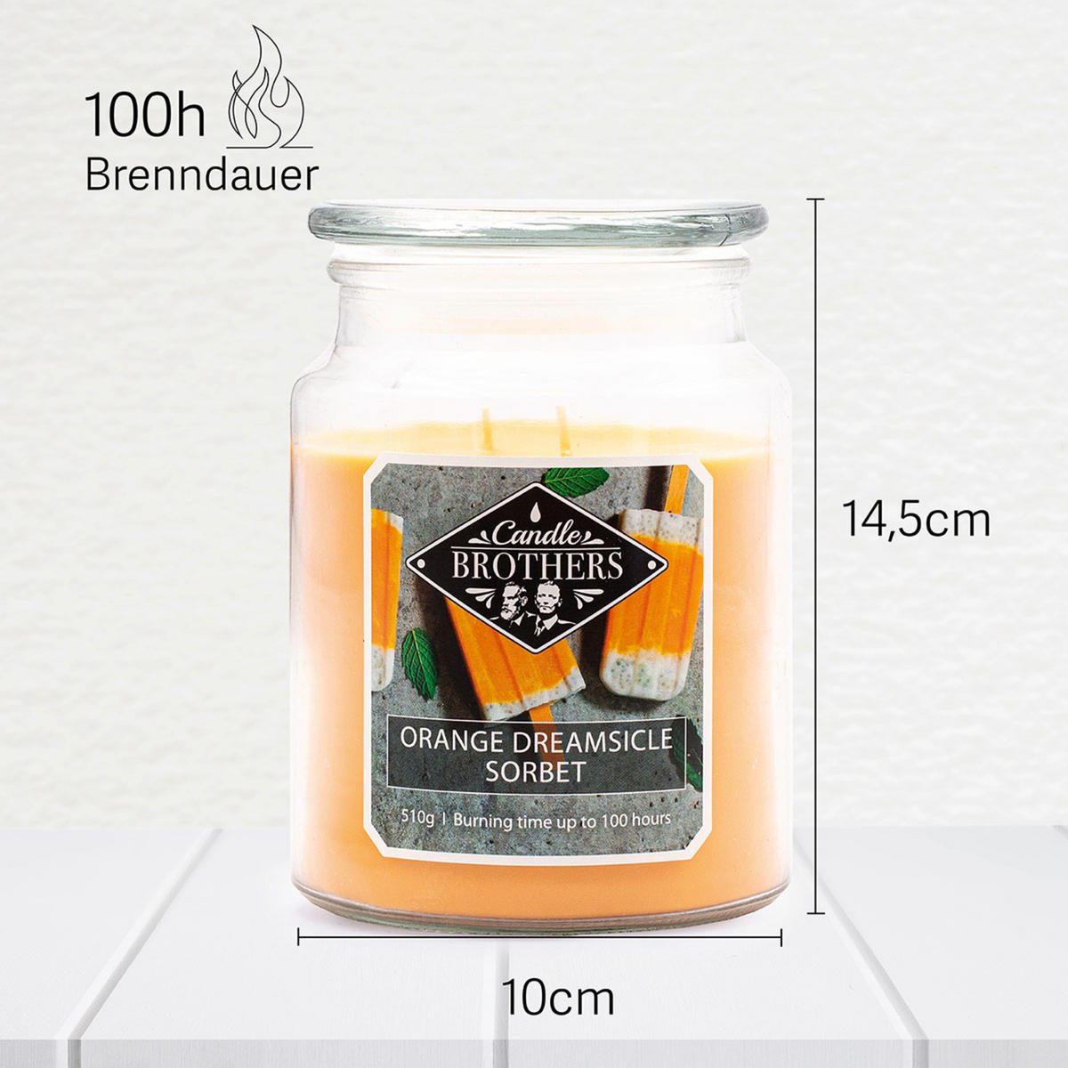DUFTKERZE CandleBrothers - Orange, Naturmaterialien/Glas (13cm)