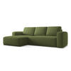 ECKSOFA mit Schlaffunktion Chenille Stoff Grün - Dunkelgrün/Schwarz, Kunststoff/Textil (160/258cm) - Makamii