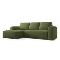ECKSOFA mit Schlaffunktion Chenille Stoff Grün - Dunkelgrün/Schwarz, Kunststoff/Textil (160/258cm) - Makamii