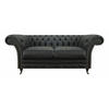 SOFA Schwarz Polyester 180x90x80 cm Chesterfield - Schwarz, Leder/Textil (90/80/180cm) - JVmoebel
