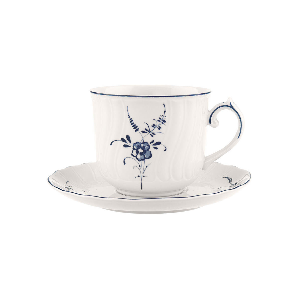 FRÜHSTÜCKSTASSE MIT UNTERTASSE Vieux Luxembourg weiß-blau 240 ml - Blau/Weiß, Keramik (240L) - Villeroy & Boch