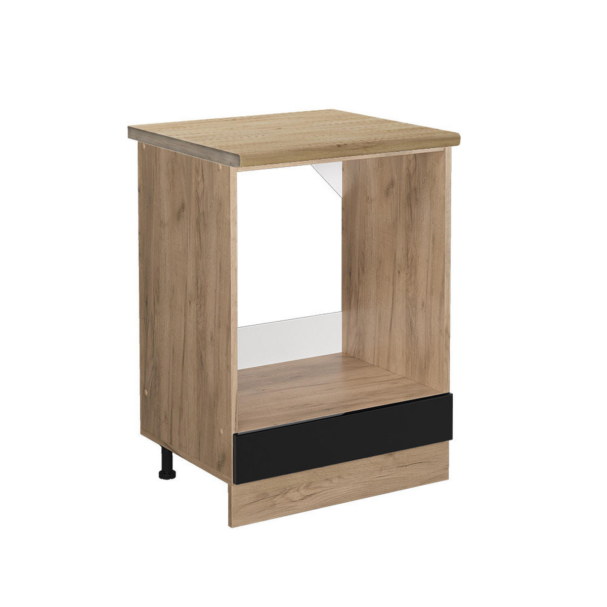 HERDUMBAUSCHRANK R-Line Schwarz Hochglanz 60 cm, AP Eiche - Honigeiche/Schwarz Hochglanz, Holzwerkstoff (60/81.6/60cm) - Vicco