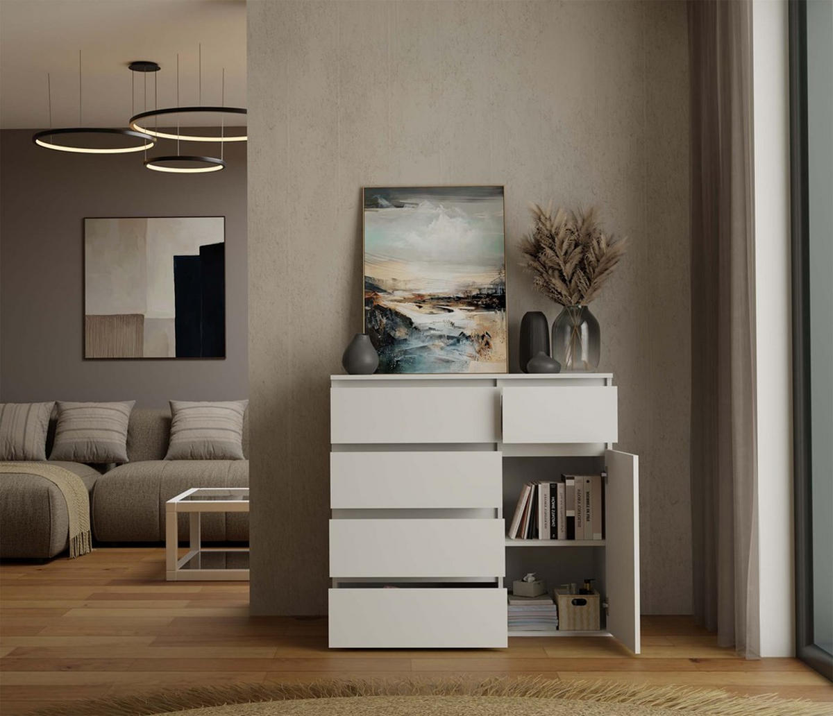 KOMMODE Weiß 100/93/40 - Weiß, Holzwerkstoff (100/93/40cm) - RAUMHIRSCH FURNITURE