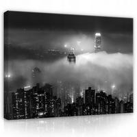 LEINWANDBILDER Stadt bei Nacht 120x80 - Multicolor, Holzwerkstoff (120/80cm) - Wallarena
