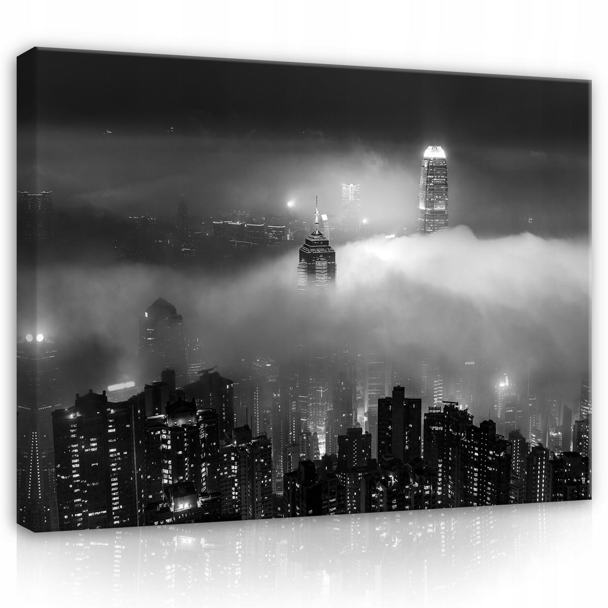 LEINWANDBILDER Stadt bei Nacht 120x80 - Multicolor, Holzwerkstoff (120/80cm) - Wallarena