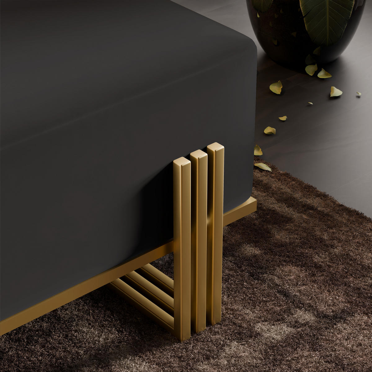 POLSTERBANK TEO 100 cm Gold / Schwarz ,Metallgestell - Schwarz, Metall (100/47/35cm) - Idohome