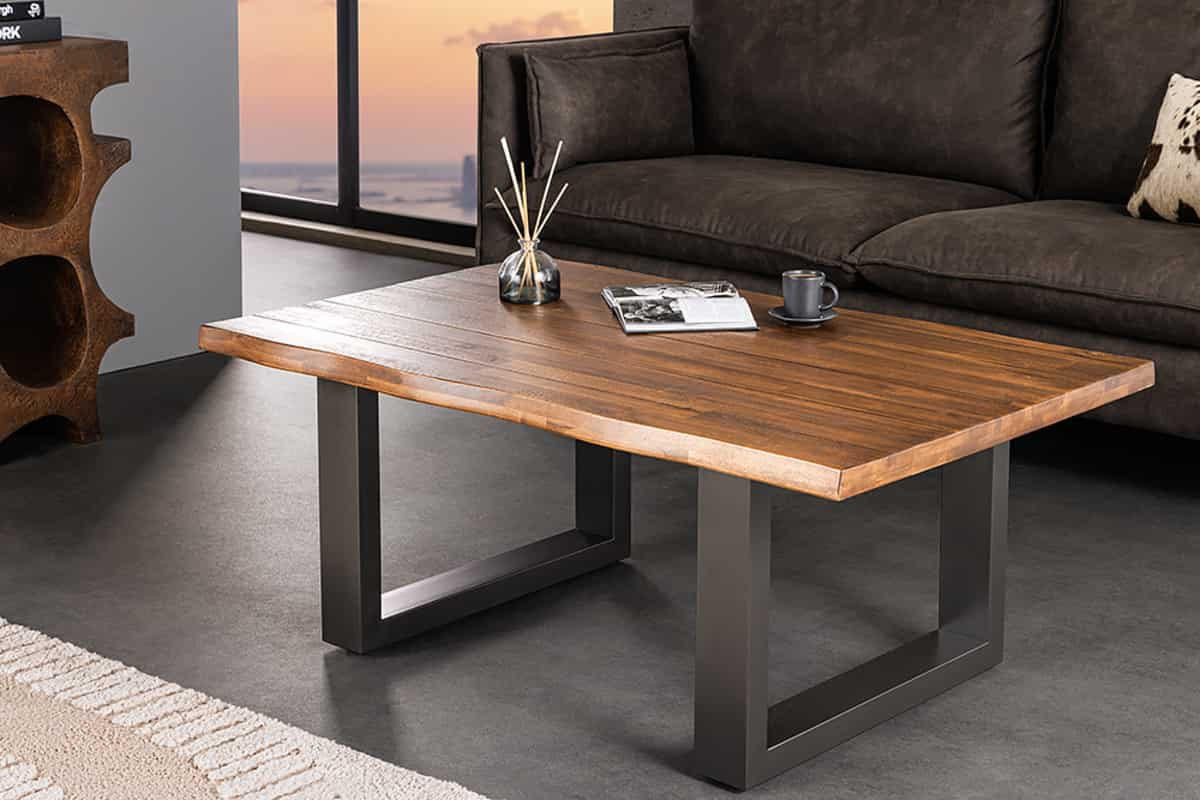 COUCHTISCH GENESIS Akazie kufen Braun 110cm - Schwarz/Braun, Holz/Metall (69/110/46cm) - riess-ambiente