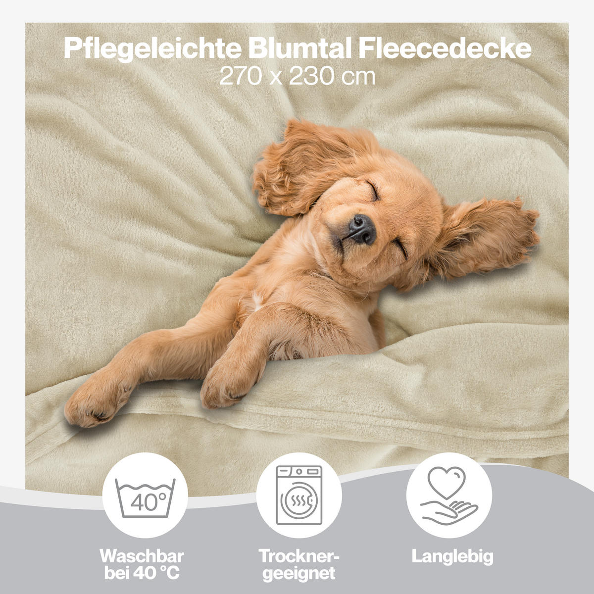 KUSCHELDECKE Anton 270/230 cm, Beige - Beige, Textil (270/230cm) - Blumtal