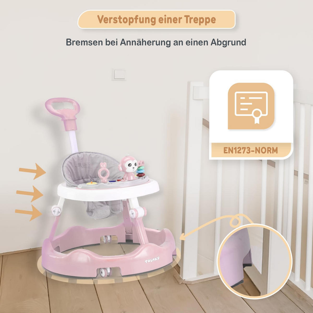 LAUFLERNWAGEN mit Spielset & Bodenmatte Rosa - Pink, Kunststoff (70/70cm) - Twinky