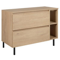 BADEZIMMERSCHRANK 100 cm (80 + 20) + TOP + Möbelfüße, Farbe: helle Eiche, 100 x 46 x 80,7 cm, mit Arbeitsplatte - Beige, Holzwerkstoff (100/80.7/46cm) - 3XE LIVING