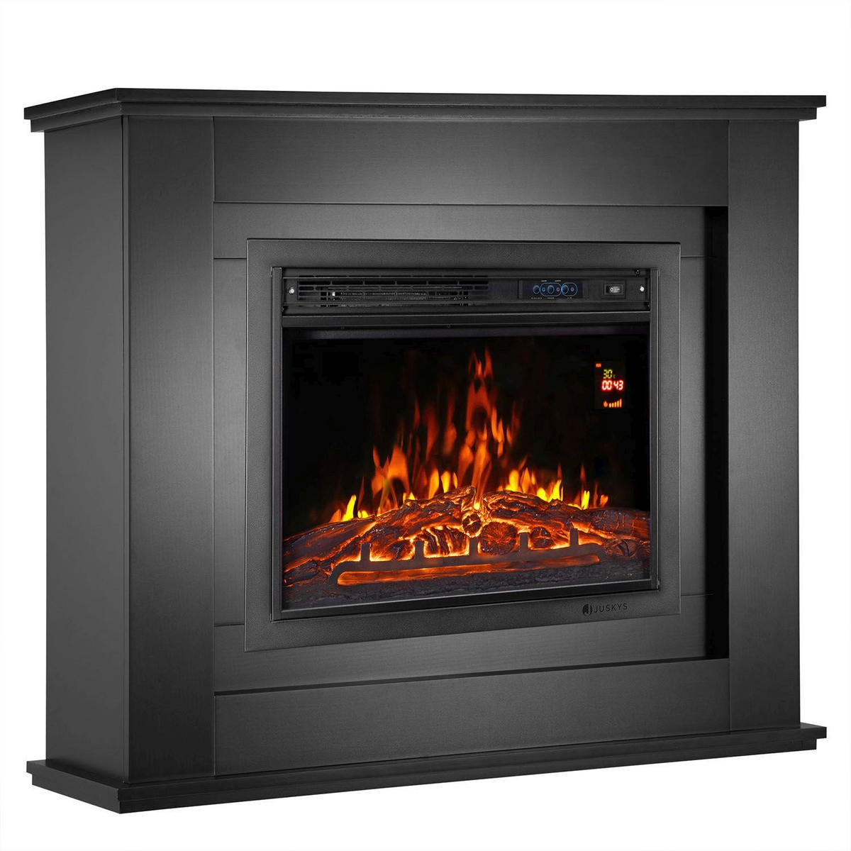 ELEKTROKAMIN 2000W rechteckig schwarz mit Flammeneffekt - Schwarz, Holz (100/82/28cm) - Juskys