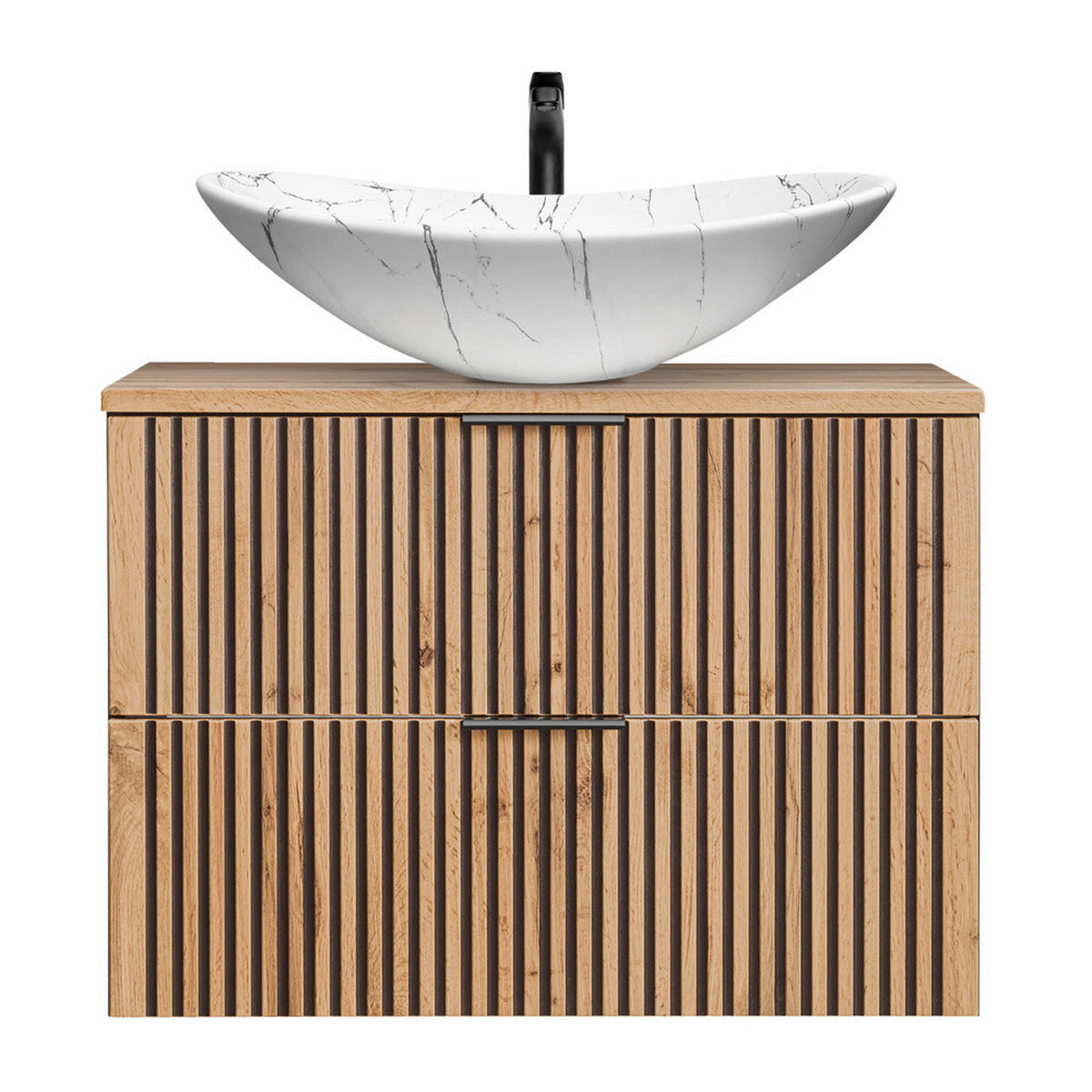 WASCHBECKENSCHRANK Xanten-56 - Braun, Holzwerkstoff (81/74/47cm) - Lomado