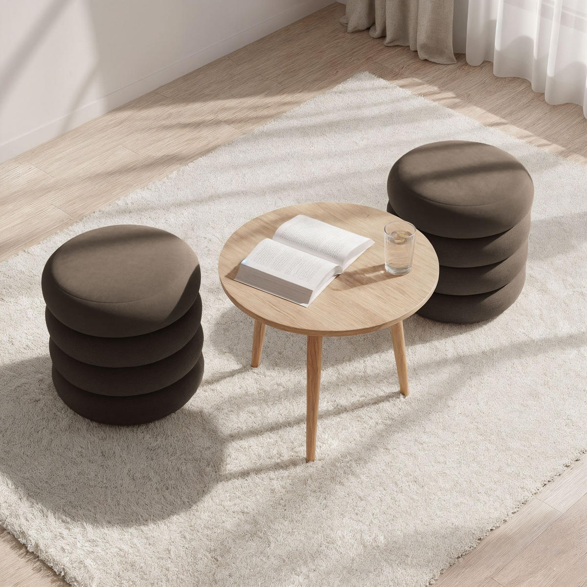 POLSTERHOCKER mit Stauraum braun - Braun, Textil (42/45/42cm) - RAUMHIRSCH FURNITURE