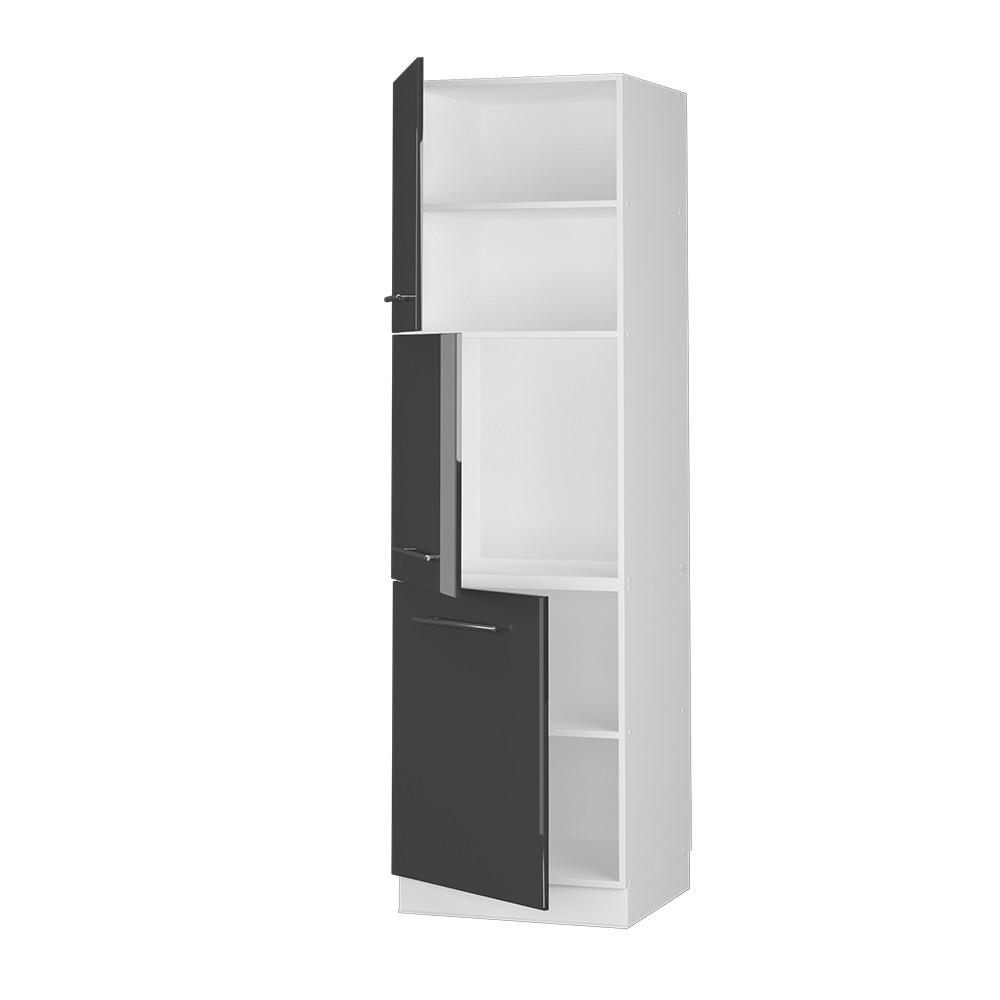 HERDUMBAUSCHRANK Fame-Line Anthrazit Hochglanz 60 cm - Schwarz Hochglanz/Anthrazit, Holzwerkstoff (60/206.8/58cm) - Vicco