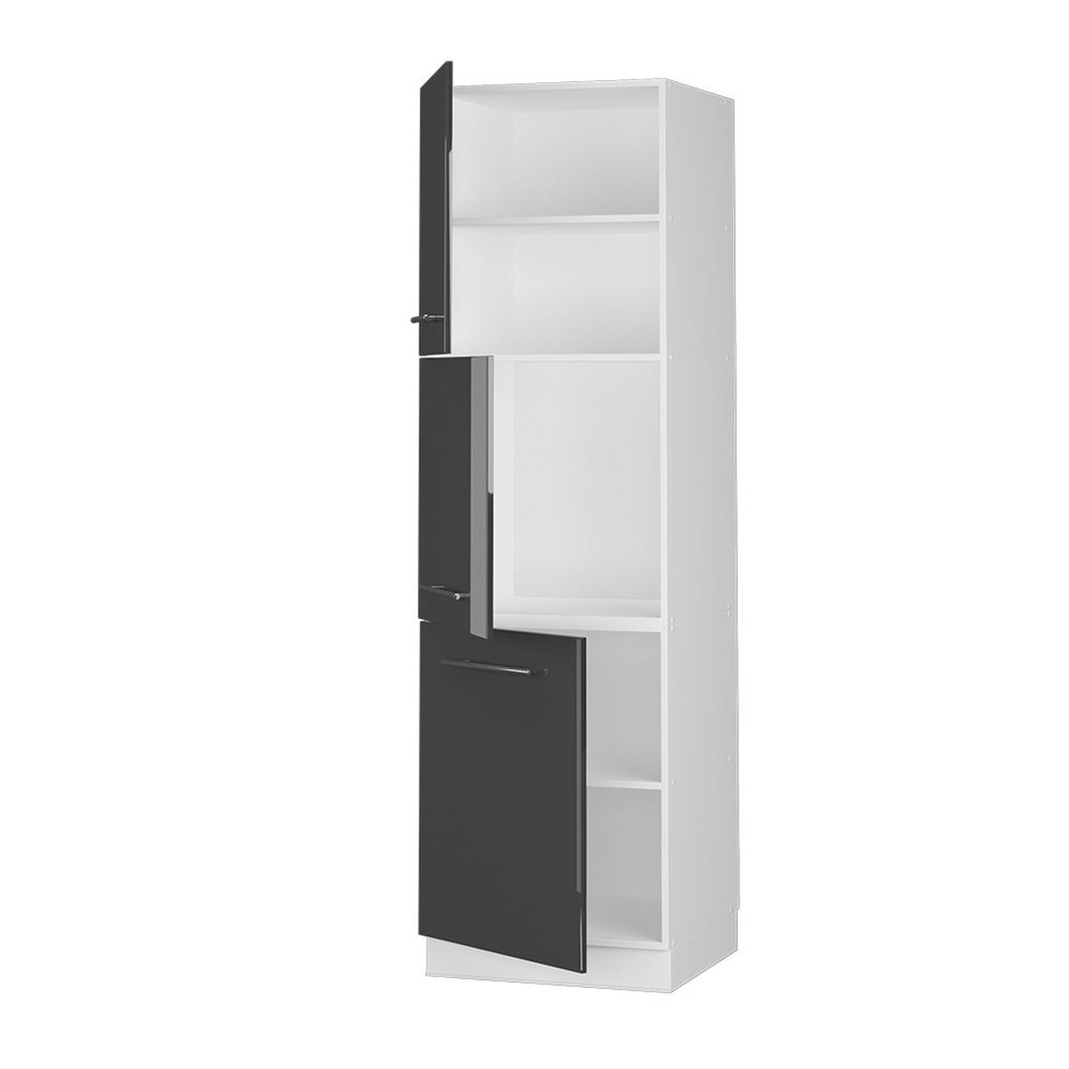 HERDUMBAUSCHRANK Fame-Line Anthrazit Hochglanz 60 cm - Schwarz Hochglanz/Anthrazit, Holzwerkstoff (60/206.8/58cm) - Vicco