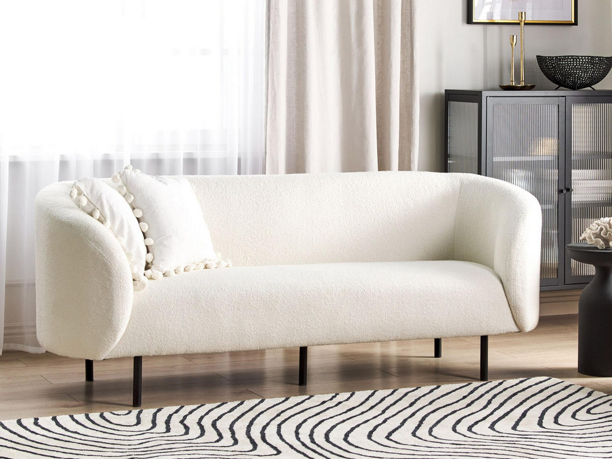 3-SITZER-SOFA Bouclé weiß/schwarz Loen - Schwarz/Weiß, Textil (200/79/70cm) - Beliani