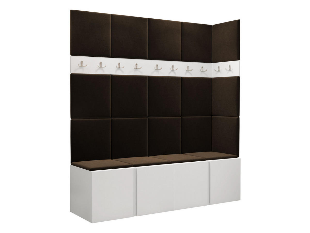 GARDEROBEN-SET Orion II - Weiß/Braun, Holzwerkstoff/Kunststoff (168/186/46cm) - MIRJAN24