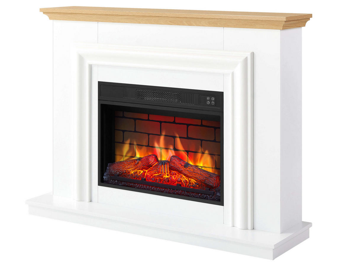 ELEKTROKAMIN Marbelya AF23BS Weiß – Breite 96 cm, 3D-Flammeneffekt, LED-Beleuchtung, Heizfunktion - Weiß, Glas/Holzwerkstoff (114/87.3/33cm) - ArtiFlame