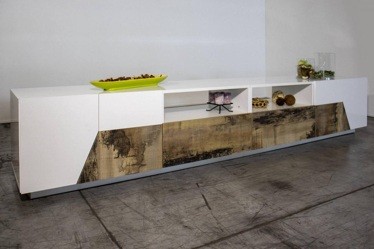 FERNSEHSCHRANK Glänzendes Weiß, Ahorn 43/260/46 cm - Ahornfarben/Weiß, Holzwerkstoff (260/46/43cm) - DMORA