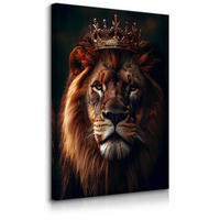 LEINWANDBILD Löwen König Abstraktion 3D Effekt 80cm x 120cm - Beige/Schwarz, Textil (80/120cm) - Muralo