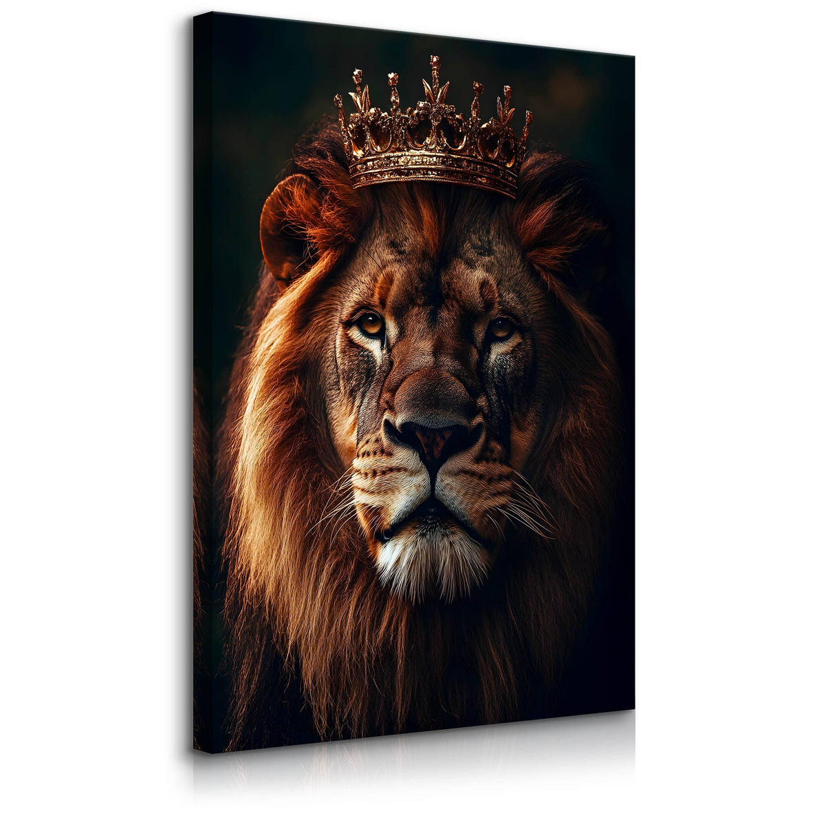 LEINWANDBILD Löwen König Abstraktion 3D Effekt 80cm x 120cm - Beige/Schwarz, Textil (80/120cm) - Muralo